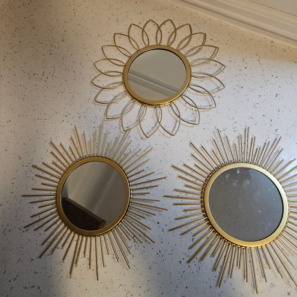 Gold Mirror Starburst Flower Wall Decor